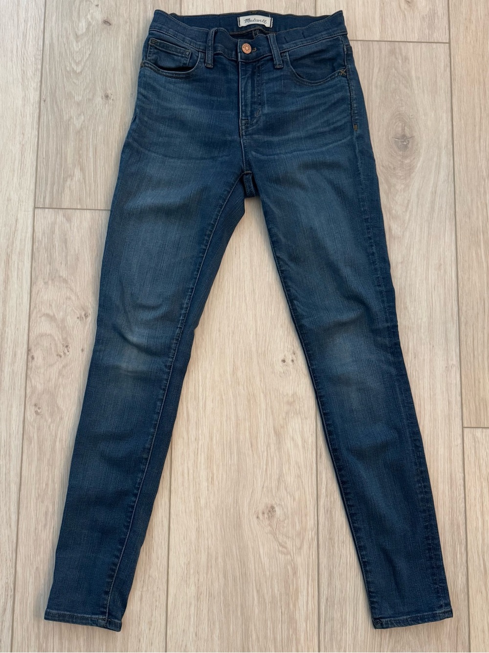 Madewell women’s Roadtripper stretch dark denim skinny jeans size 25
